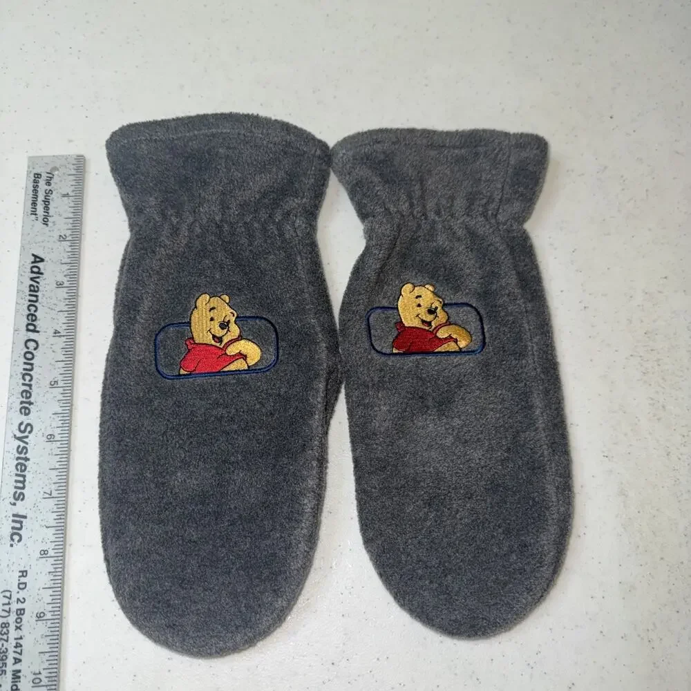 Vintage Disney Winnie The Pooh‎ Bear Fleece Mittens Embroidered Adult Teen Size